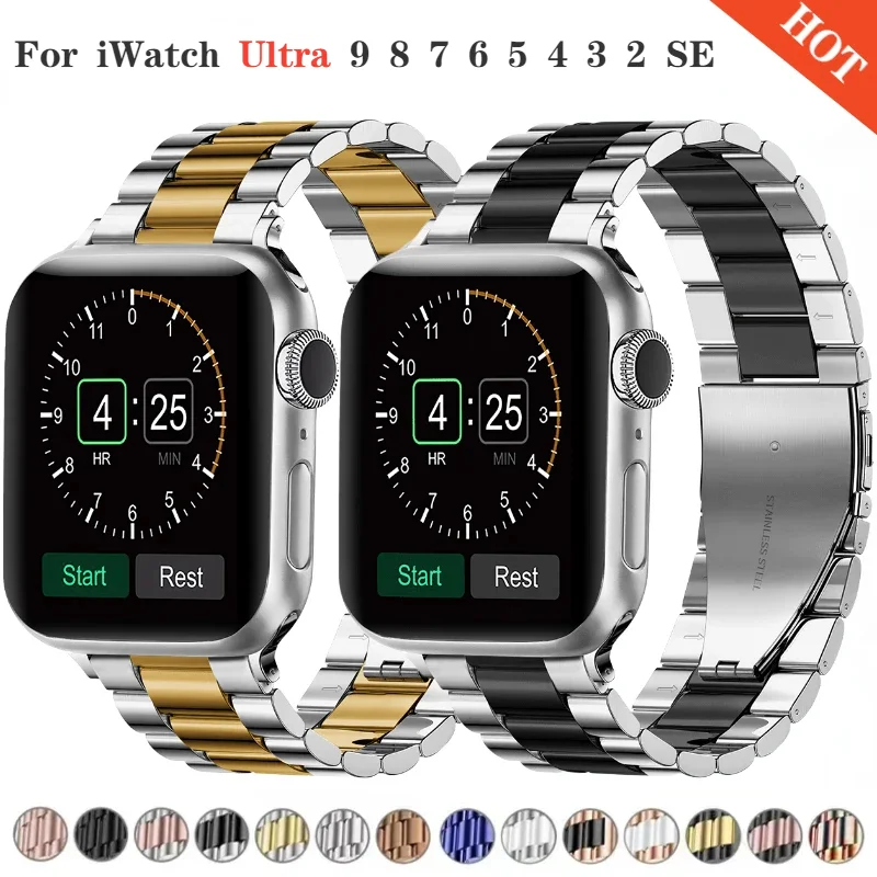 Metal strap For Apple watch Ultra 49mm 10 46mm 42mm/9 8 7 45mm 41mm Stainless steel wristband For iwatch 6 5 4 3 SE 44mm 40mm