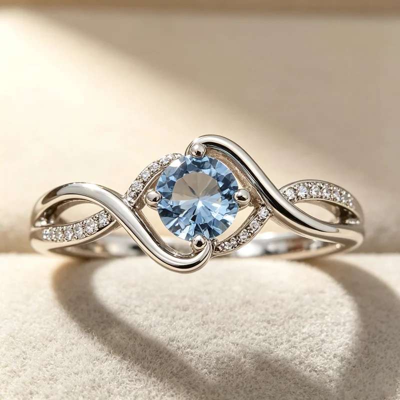 925er Sterlingsilber, bezaubernder blauer Zirkonia-Ring für Frauen, exquisiter Hochzeitsring, hochwertiger Verlobungsring, heiß begehrter edler Schmuck. – Detail 5