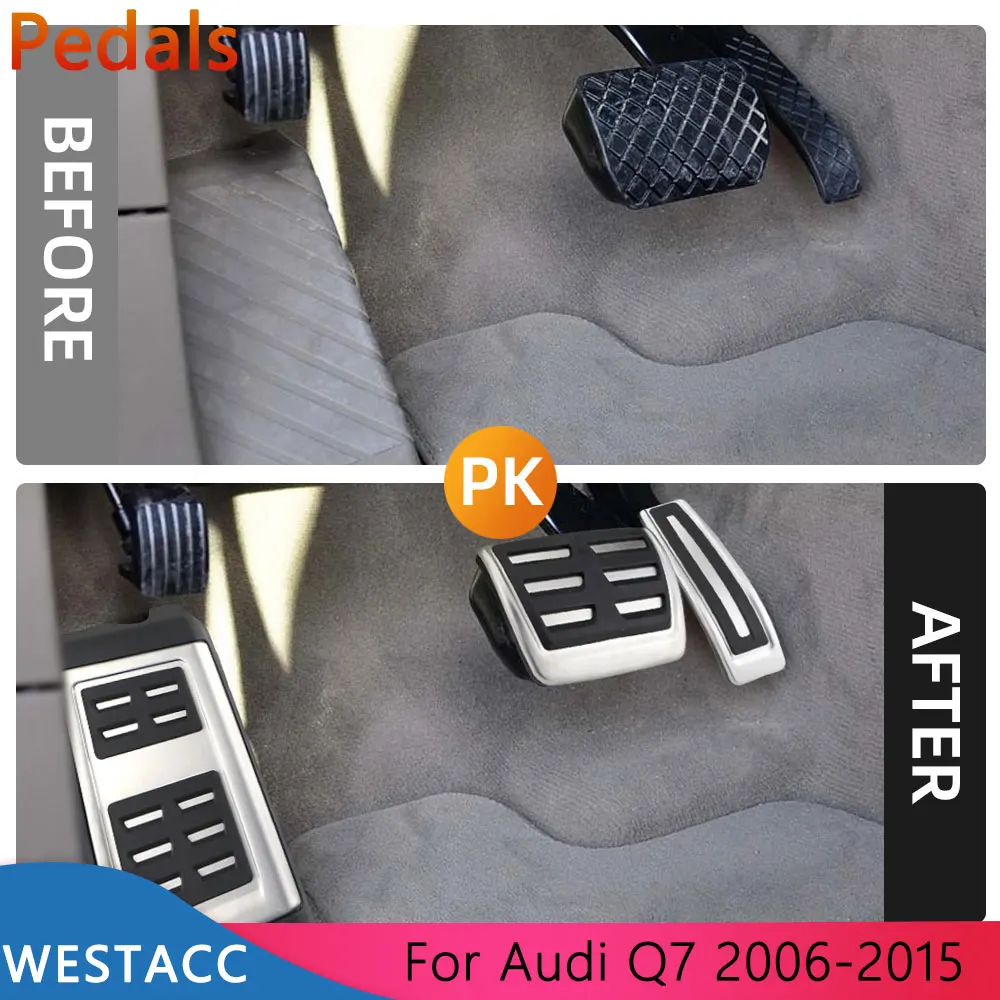 Car Pedal Cover for Audi Q7 2006 - 2015 Gas Brake Rest Pedals Pad Anti-Slip Foot Pedals Cover Accelerator Dead Pad Accessories