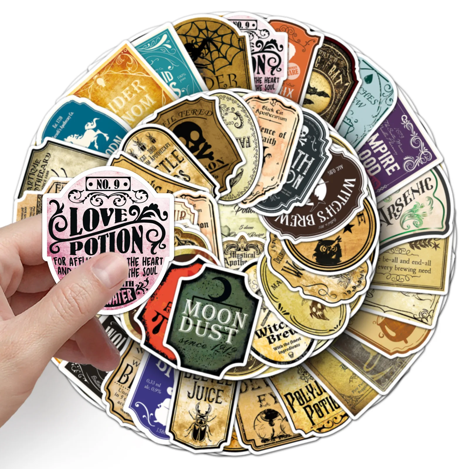 

10/50 PCS Magic Potion Label Elements Retro Doodle Personality DIY Decorative Water Cup Luggage Waterproof Sticker Kids Toy