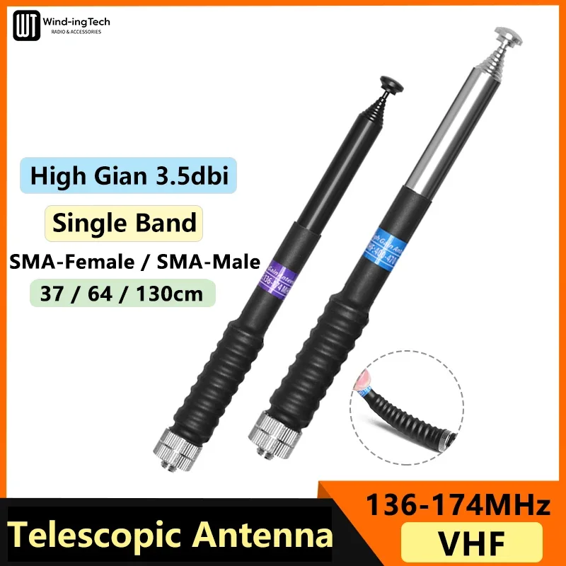 Telescopic Extendable Antenna High Gain VHF Aerial For Baofeng UV-18 Pro Max UV-5RH DM-1701 Quansheng UV K5 Walkie Talkie UV-13