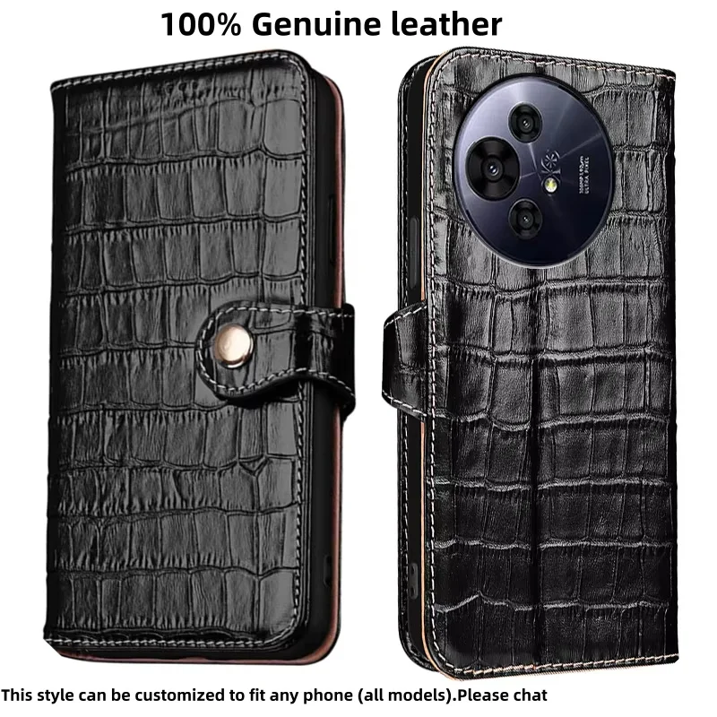 

Чехол-кошелек с текстурой крокодила из натуральной кожи для TCL 50 Pro XE NxtPaper SE LE 5G, противоударный чехол с магнитной кожей