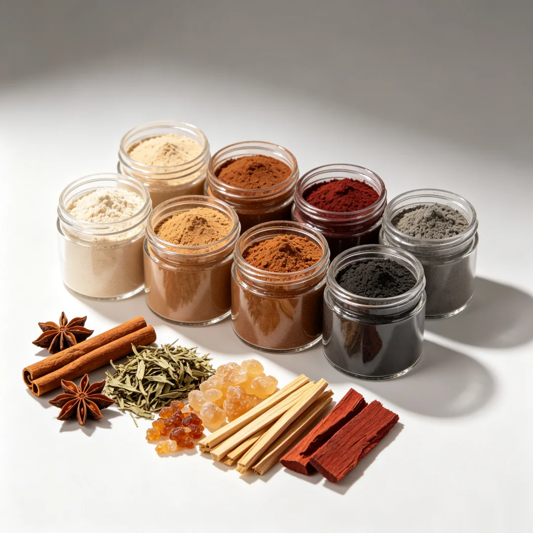 Splymczen Natural Plant Powder for DIY Incense Making Handmade Incense Raw Material Cinnamon Star Anise Clove Bud Pepper Powder