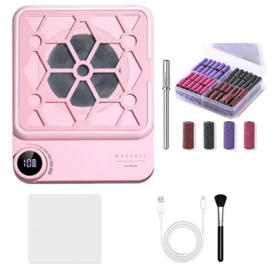 

Перезаряжаемый пылесборник для маникюра 5500 об/мин для фрезера, с 100 шт. шлифовальных колец и насадок для фрезера в 4 цветах, грубая и тонкая зернистость