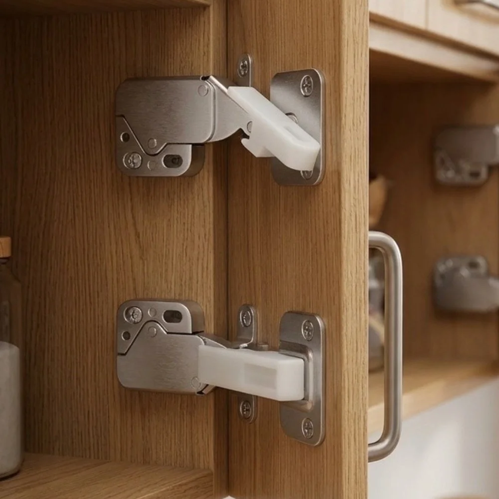 Push to Open Cabinet Door Damper Touch Latch Catch Hardware for Cabinet Door Soft Close 35x28mm White Metal Alloy
