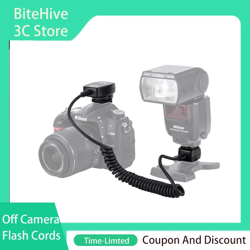 JJC FC-N3A TTL Off Camera Flash Cords Hot Shoe Sync Remote Light Focus Cable for Nikon D series DSLR Speedlites SB-5000/SB-800