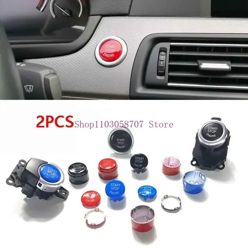 2PCS for BMW One Click Start Button Sticker Start and Stop New and Old Models