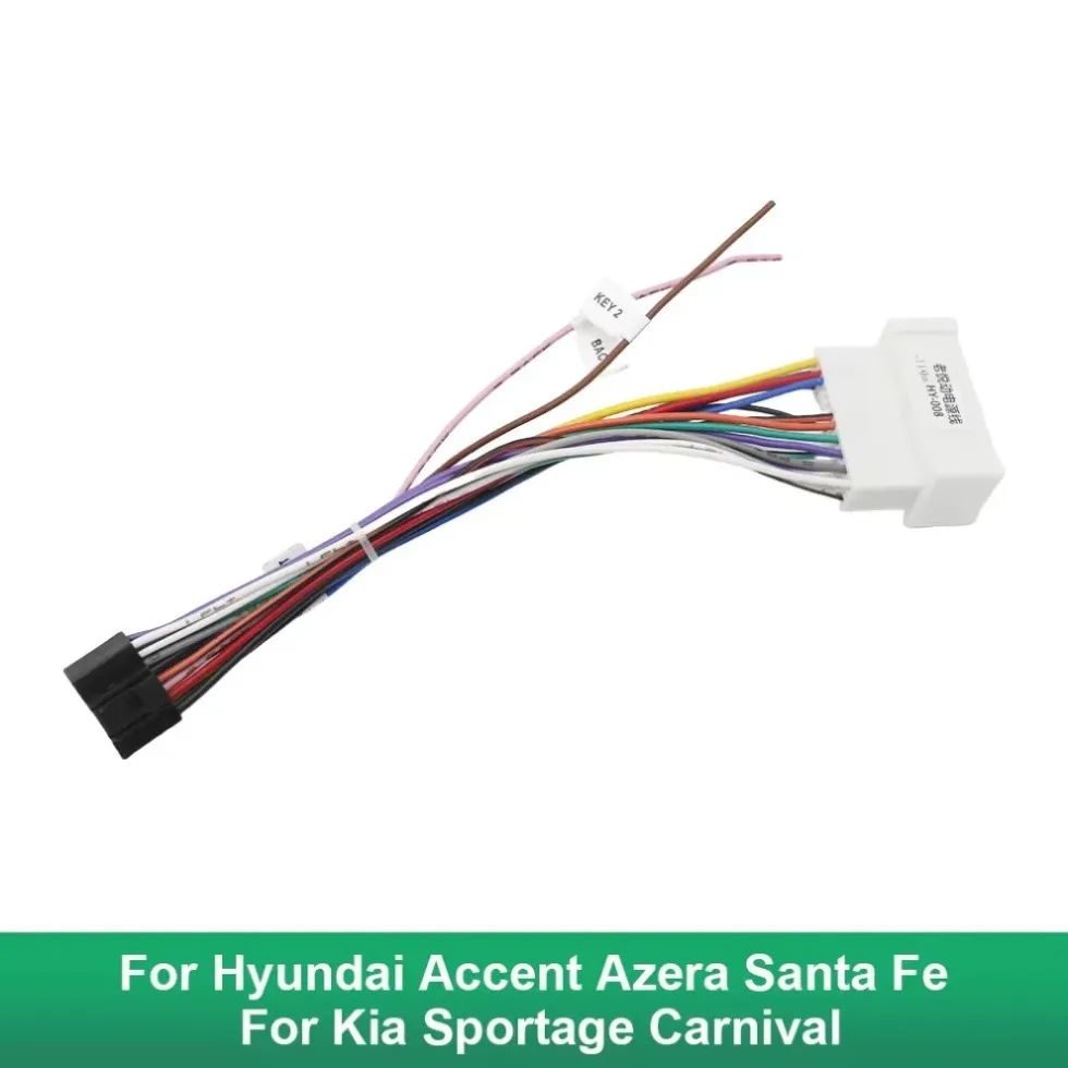 24 Pin Radio Wiring Harness with 16 Pin Connector for Hyundai Accent Azera Santa Fe Kia Sportage Carnival Android Car Adapter