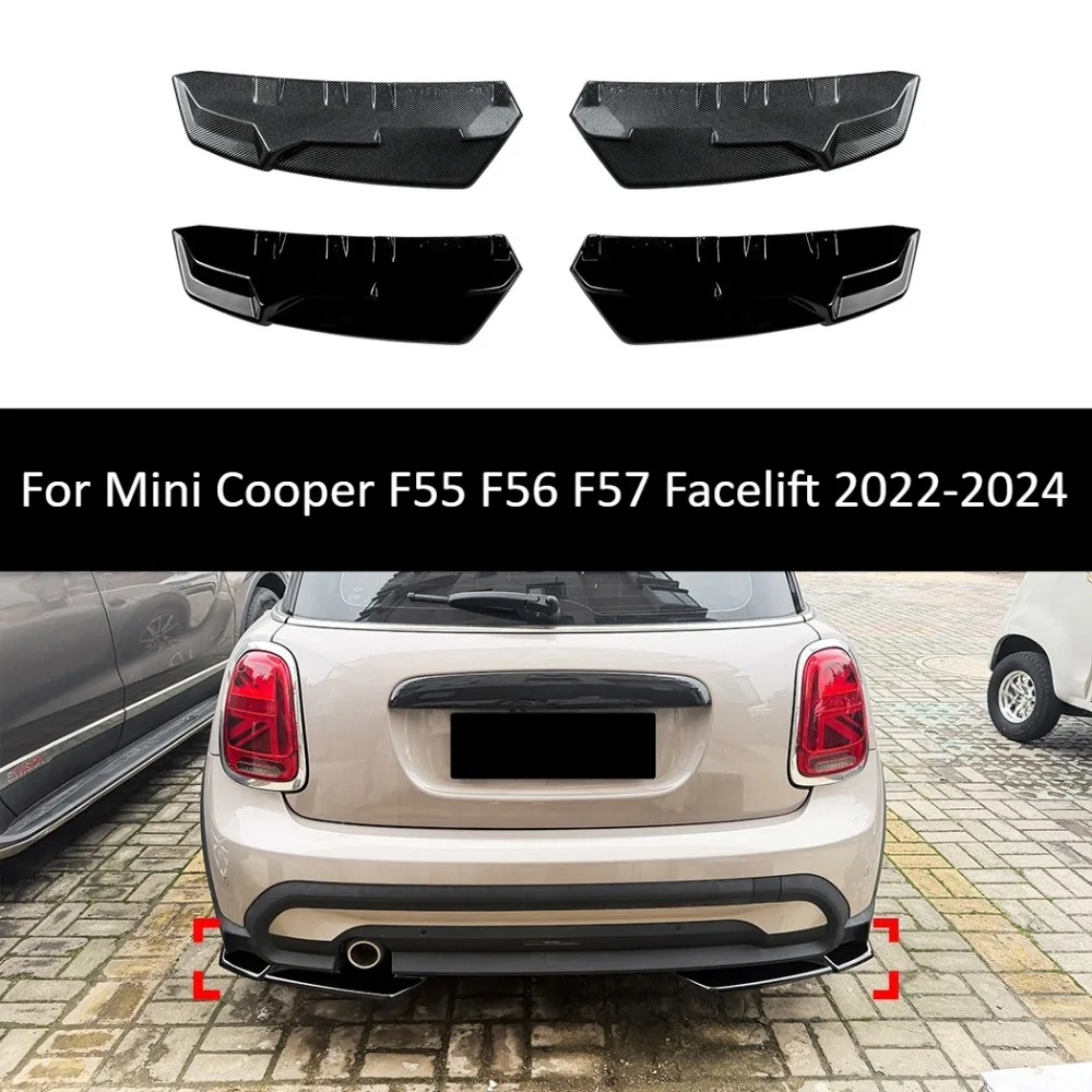 Rear Bumper Lip Spoiler For Mini Cooper F55 F56 F57 Facelift 2022-2024 Rear Diffuser Splitter Body Kit Exterior Car Parts Tuning