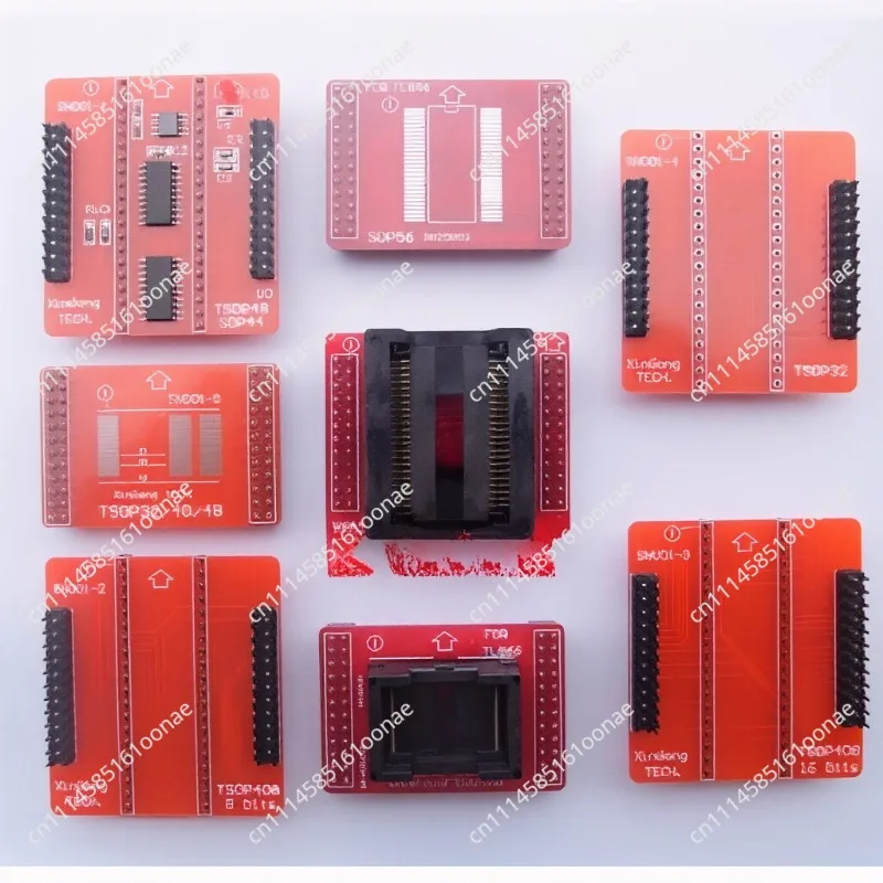 8 sets of TSOP32, TSOP40, TSOP48, SOP44, SOP56 dedicated programming and testing sockets for TL866II/A/CS