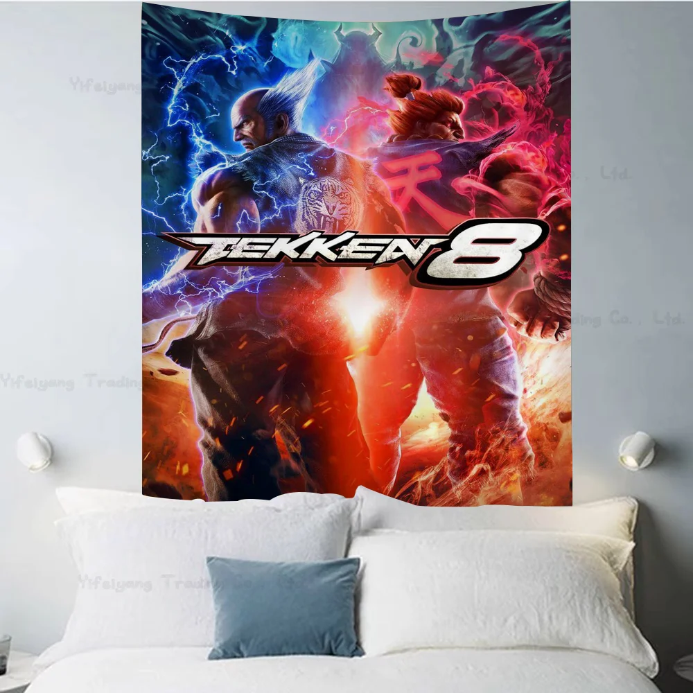 Classic TEKKEN Video Game Anime Tapestry Hippie Flower Wall Carpets Dorm Decor Cheap Hippie Wall Hanging