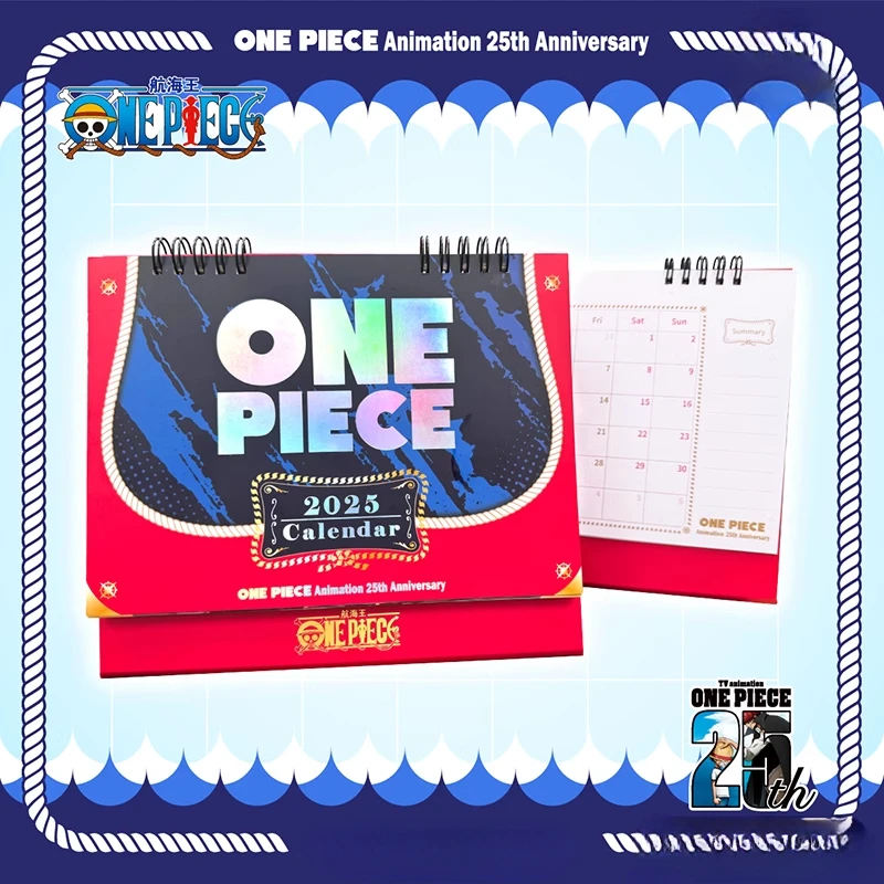 Anime One Piece 25th Desk Calendar 2025 Cartoon Luffy Zoro Standing Flip Desktop Calendar Daily Planning Monthly Calendar Gift