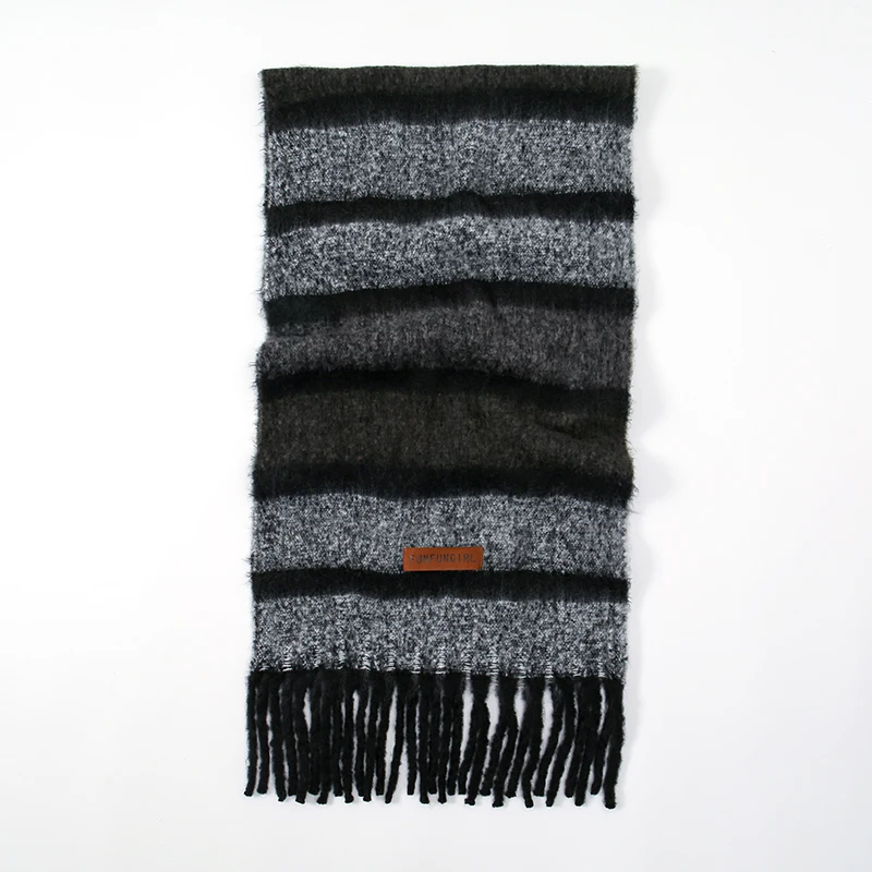 2024 Newest Cashmere Scarf Shawl Tassel Pashmina Scarf Stripe Woman Winter Scarf Thick Warm Vintage Stoles Muffler Head Scarf