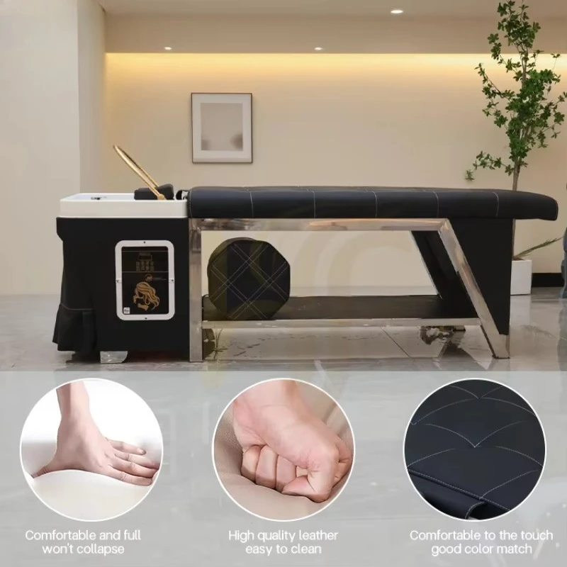 Stainless Steel Base Thai Style Shampoo Bed Head Salon Massage Table Water Circulation Shower Shampoo Spa Bed