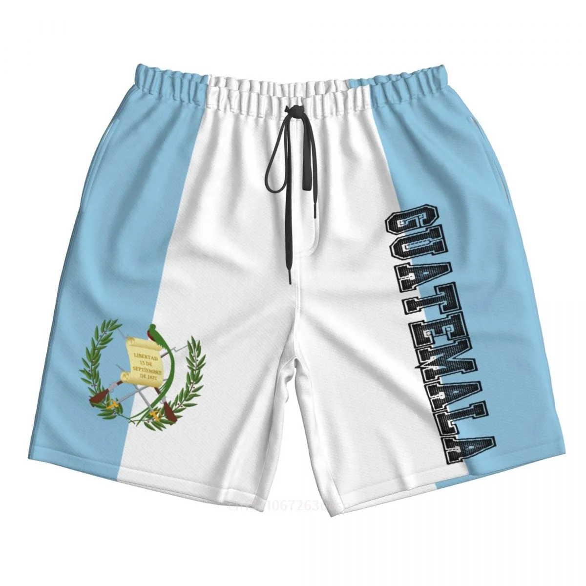 2023 Summer Polyester Guatemala Country Flag 3D Printed Men's Board Shorts Beach Pocket Running Summer Pants