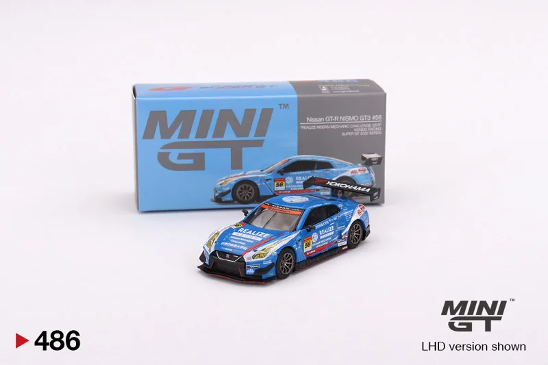 

МИНИ-ГТ 1:64 # 486 Nissan GT-R NISMO GT3 No 56 KONDO RACING 2022 Super GT Series, литая под давлением модель гоночного автомобиля, детские игрушки, подарок