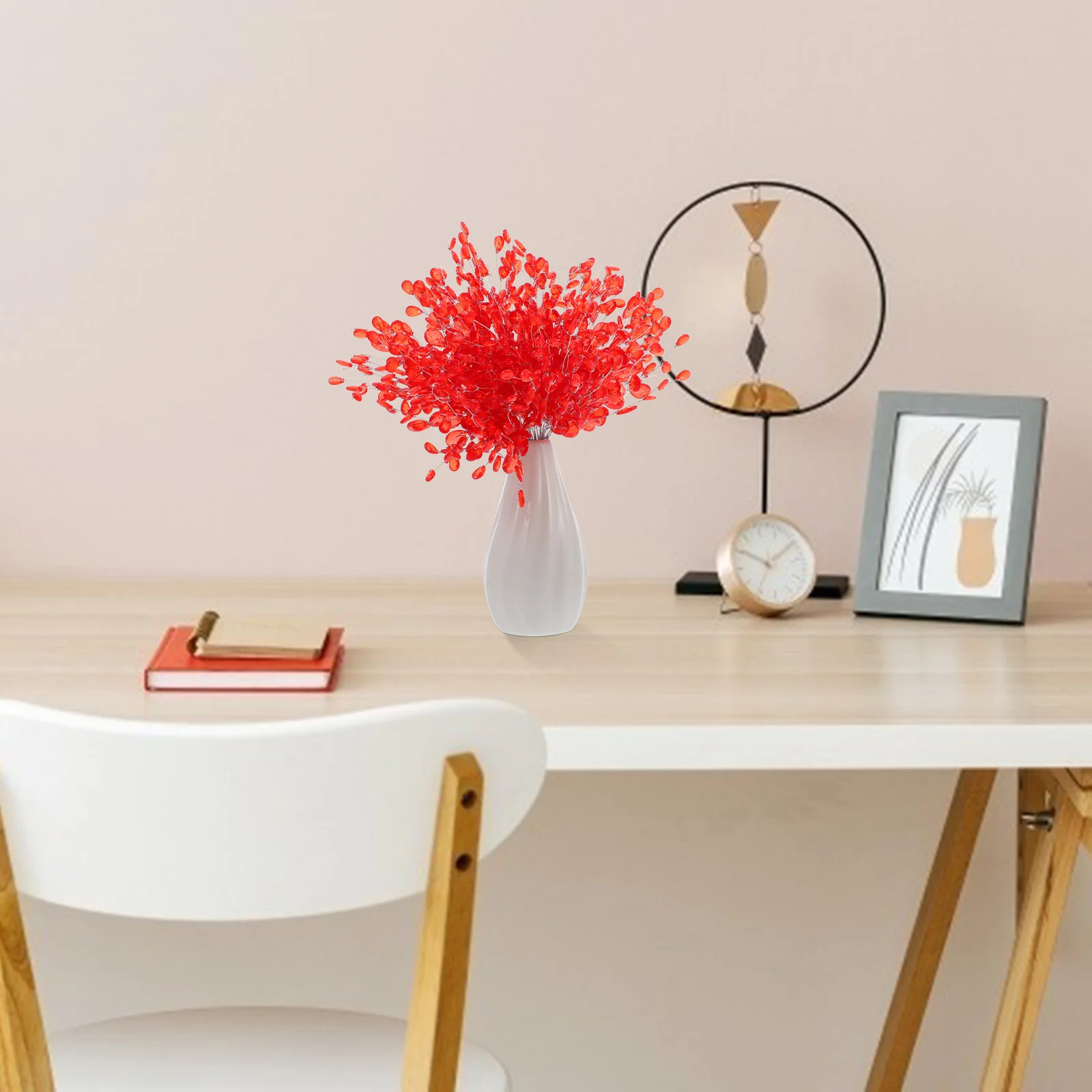 

50pcs Artificial Flower Bead Drops Acrylic Diy Wedding Hair Decor Bridal Headdress Craft Supply Bead Stick For Bracelet Anklet