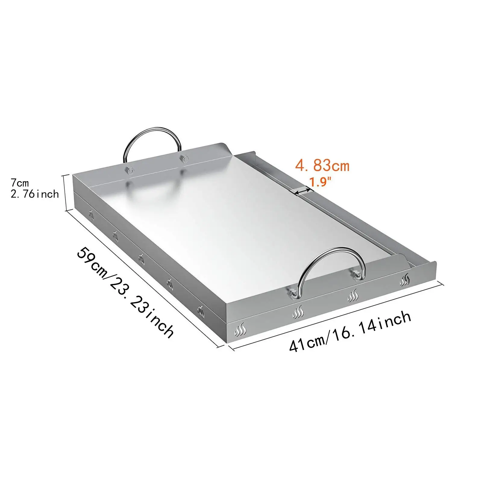 Stainless Steel Cooking Griddle Portable Flat Grill Plate Outdoor BBQ Cooking Tools for Gas Grill Kitchen Barbecue Picnic Kit