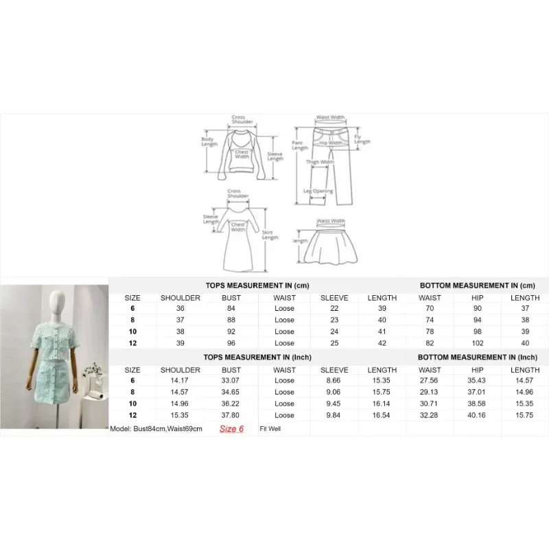 High Quality Women Two Piece Set 2024 Summer Mint Green Lace Suit Patchwork Floral Hollow Out Women Tops and Mini Skirt Set