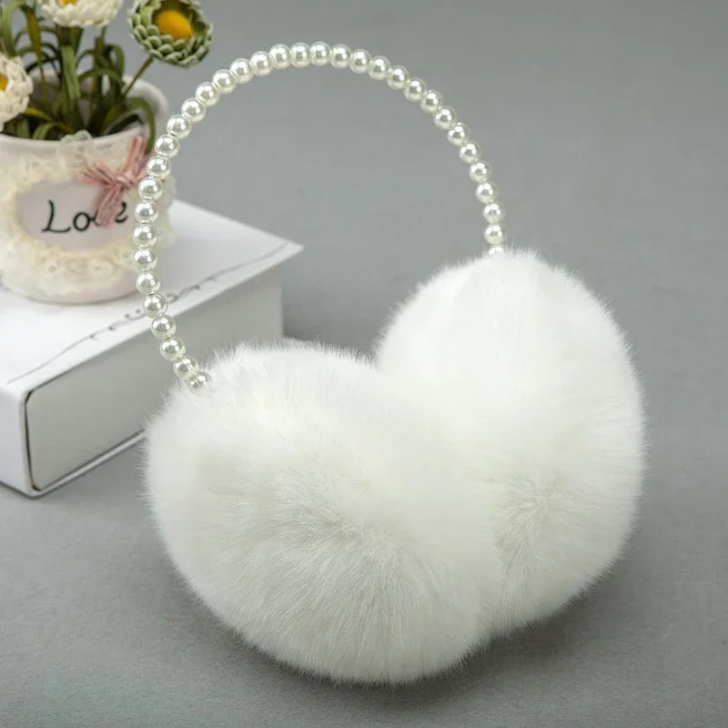 

Novelty Pearl Winter Earmuffs Women Fur Earmuff Ear Warmers Girls Imitation Rabbit Plush Warm Ear Muff Ear Hair Accessories