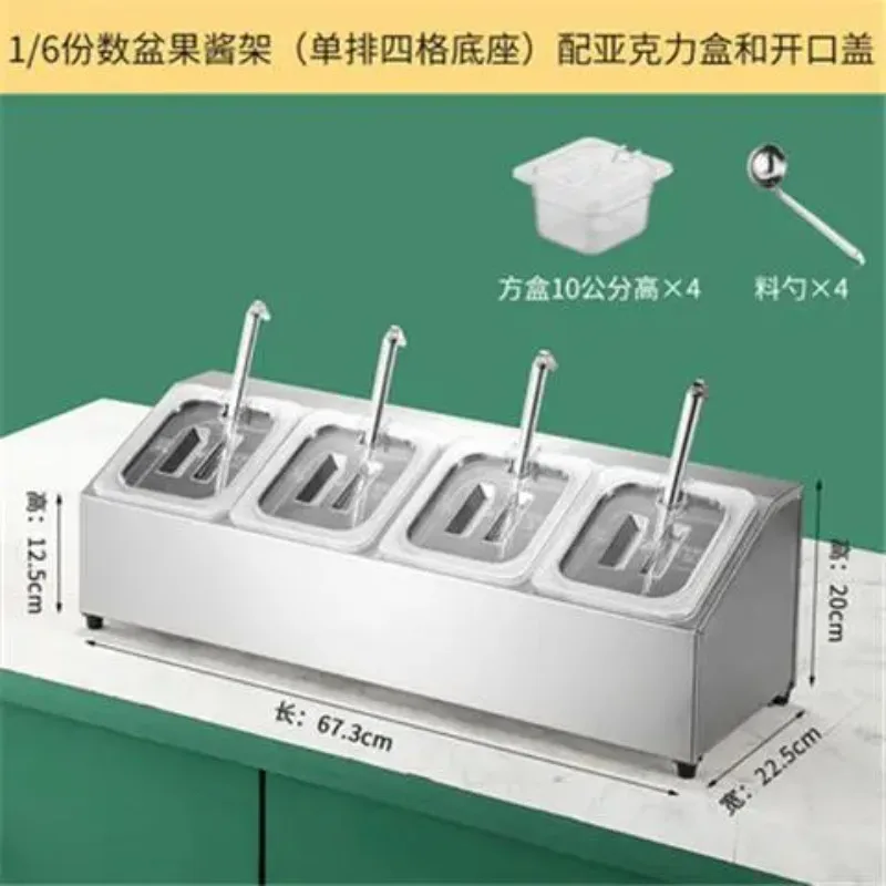 portion counting pot rack, grid pot, milk tea shop, pearl powder jam square box special rack, divided compartment square pot