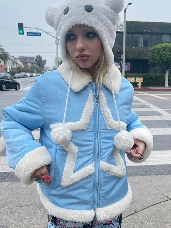 

Sexy Temperament Printed Cotton Women's Clothing Sporty Casual Fit Hooded Zipper Short Length Geometric Pattern Long Sleeve