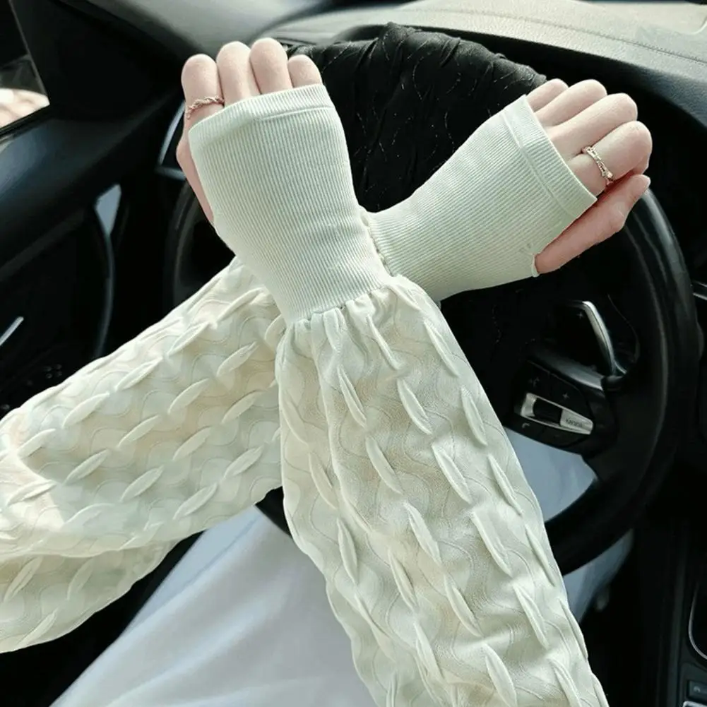 Ice Silk Sleeves Sun Protection Arm Sleeves Ice Silk Arm Sleeves for Women with Uv Protection Thumb Hole Outdoor Cycling Covers