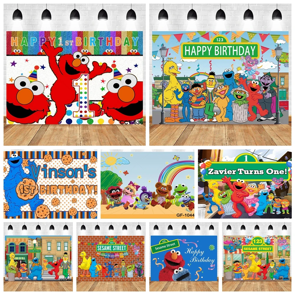 

Sesame Street Theme Kids Birthday Party Backdrops Children Room Photography Studio Wall Decoration Baby Shwer Background Custom