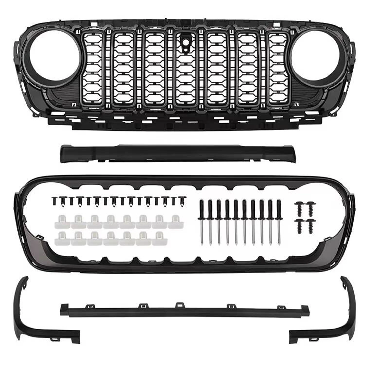 ABS Front Grille Grid Grill Guard With/No Camera Hole For Jeep Wrangler JL 2018+ Gladiator JT 2020+ JL1300