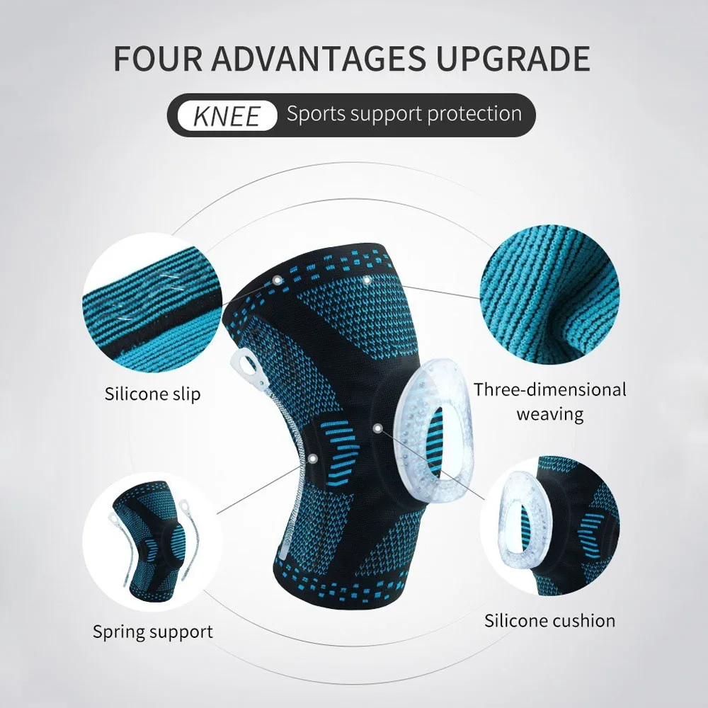 Sports Knee Pads Silicone Knitted Outdoor Basketball Protective Meniscus Leg Cover Running Fitness Squat Knee Protective Gear