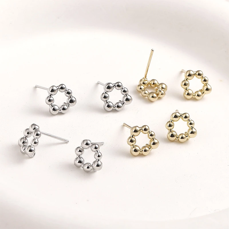 

6 PCS Copper plating with 14k gold Irregular shaped bean ear studs DIY jewelry making semi-finished product Accessory materials