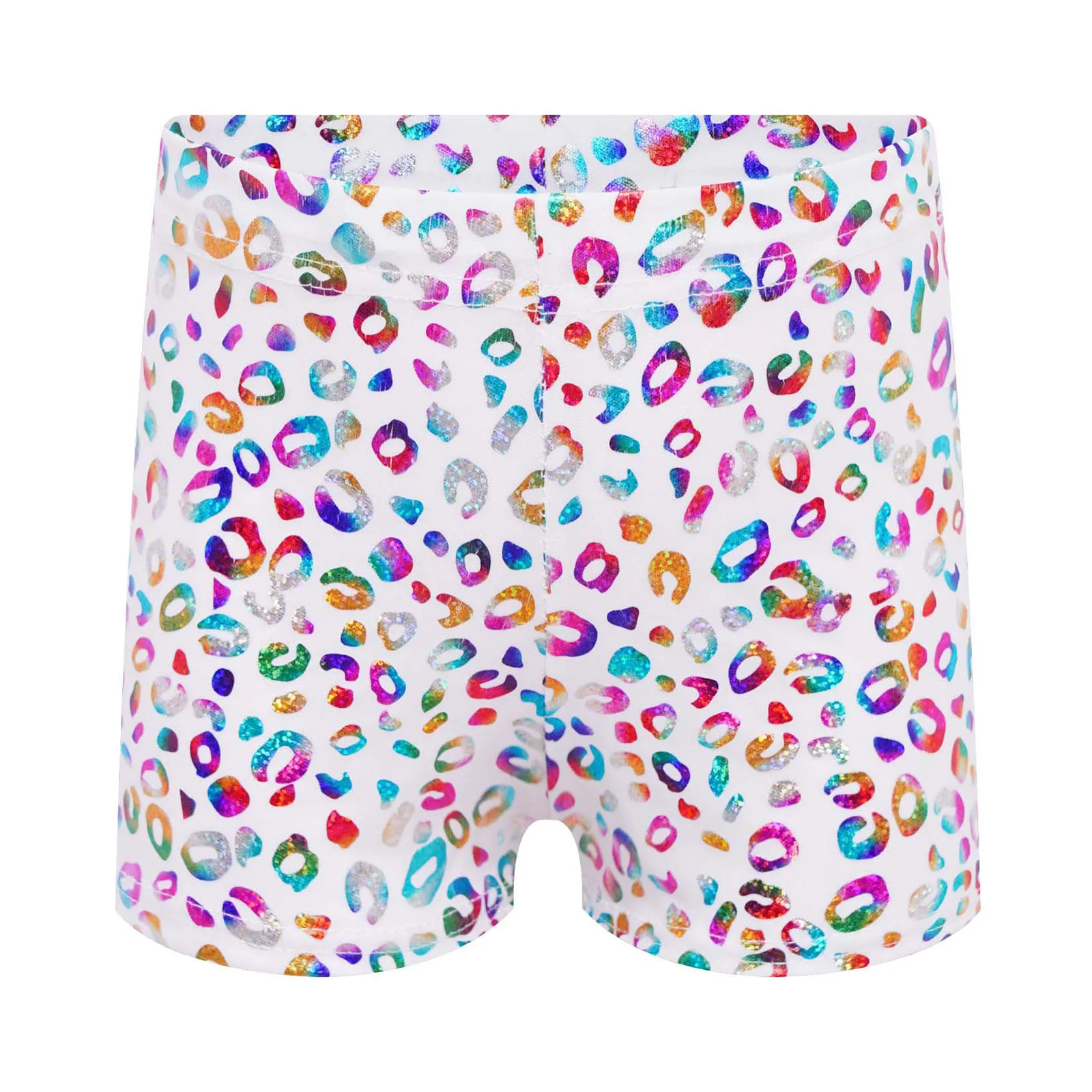 Kids Girls Boys Metallic Leopard Print Shorts Children Elastic Waistband Boxer Shorts Disco Party Performance Costume Streetwear