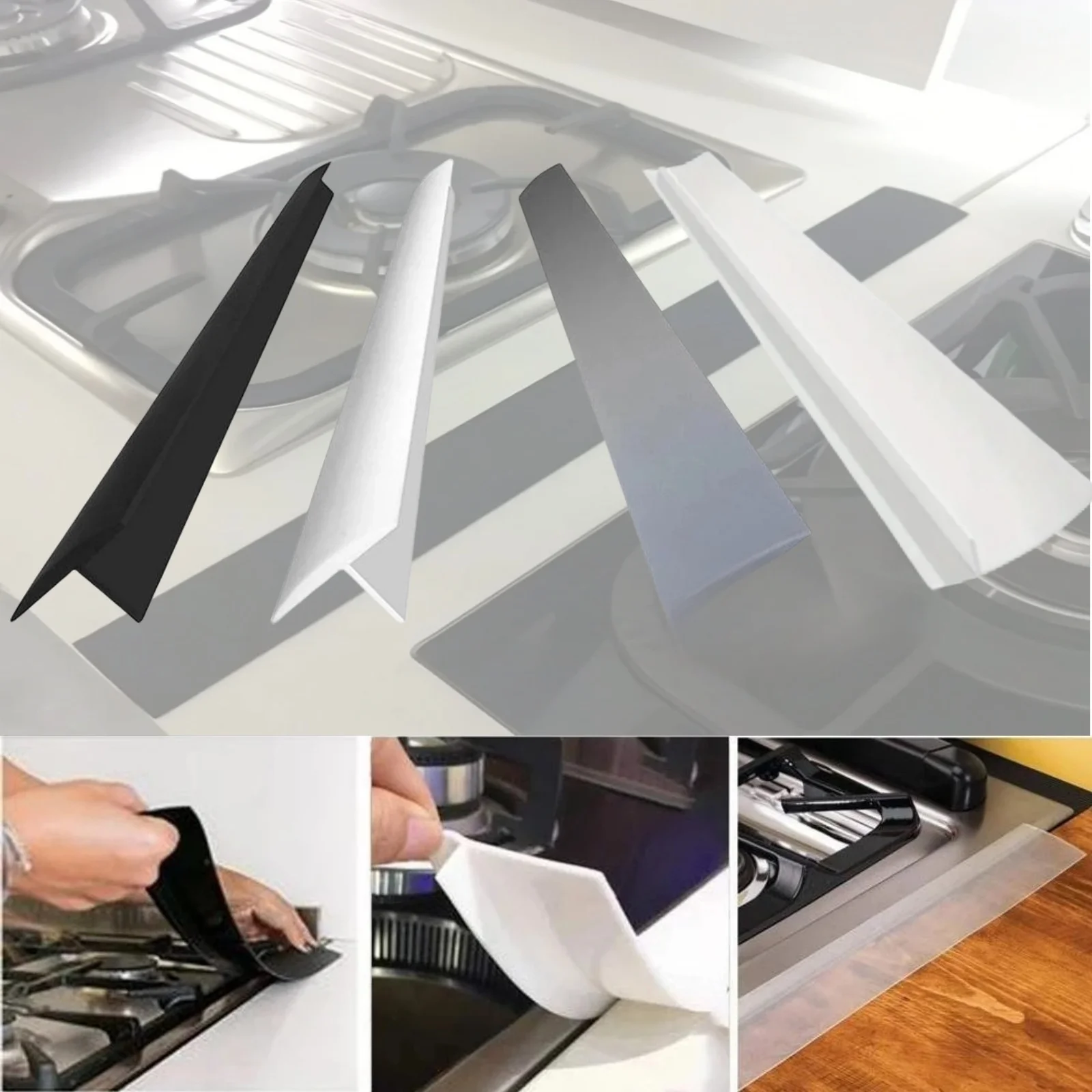 1PC 63cm/24.8inch Kitchen Gas Stove Sealing Strip Silicone Gap Strip Kitchen Anti-Oil Anti-Stain Strip, Silicone Seal