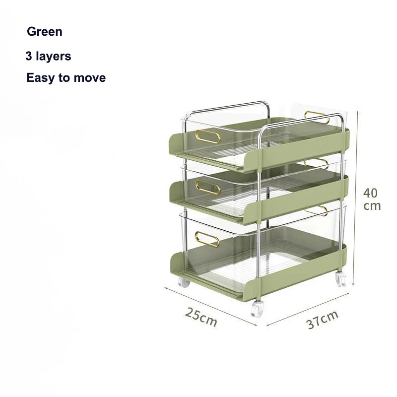 Plastic Luxury Floor-To-Ceiling Kitchen Trolley Mobile Toilet Storage Rack Multi-functional Snack Storage Rack Kitchen Furniture