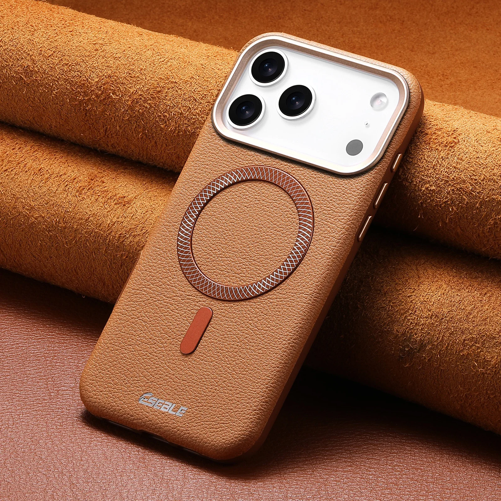 Luxury Faux Leather Phone Case Magnet Wireless Charging Frosted Feel For iPhone 17 Pro Max Air