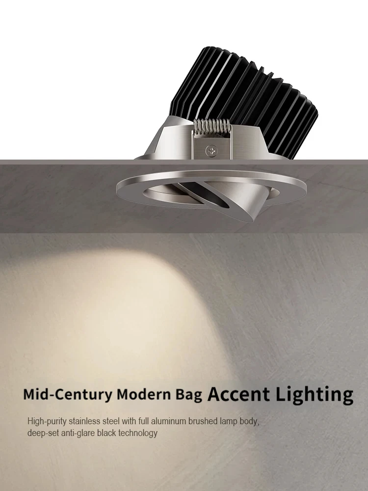 Led Spotlights Bauhaus Style Spot Light Stainless Steel Color 75mm Hole Recessed COB Foco Ceiling Lamp 110V 220V For Living Room