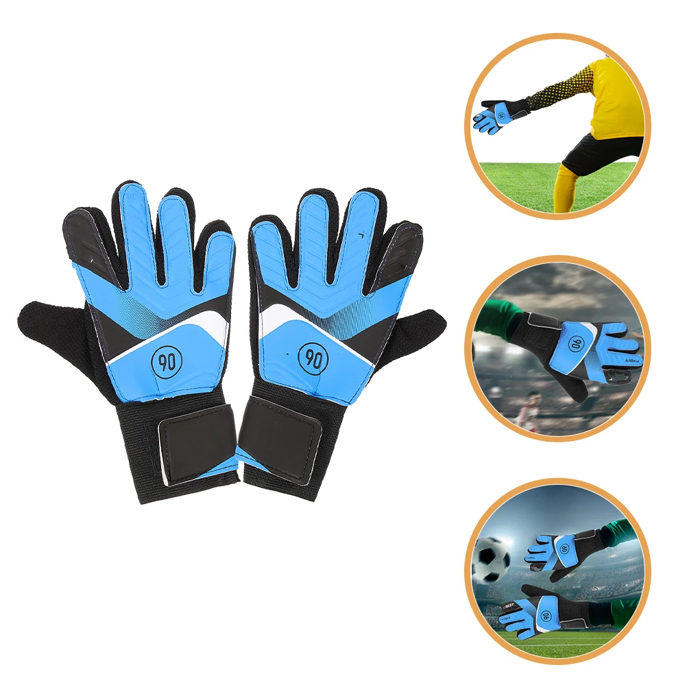 

Goalkeeper Gloves for Kids Youth Soccer Players Blue Size 5 PU Latex Durable Anti Slip Training Match Gloves Sports