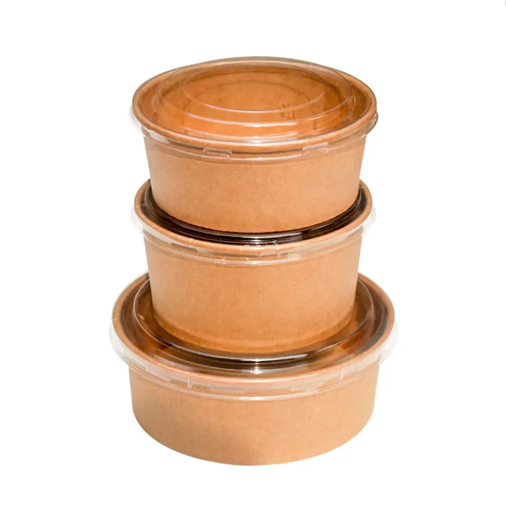 20Pcs Kraft Paper Bowls Leakproof Disposable Salad Bowls Food Containers Meal Prep Round to Go Box Party Favor 16Oz view 4