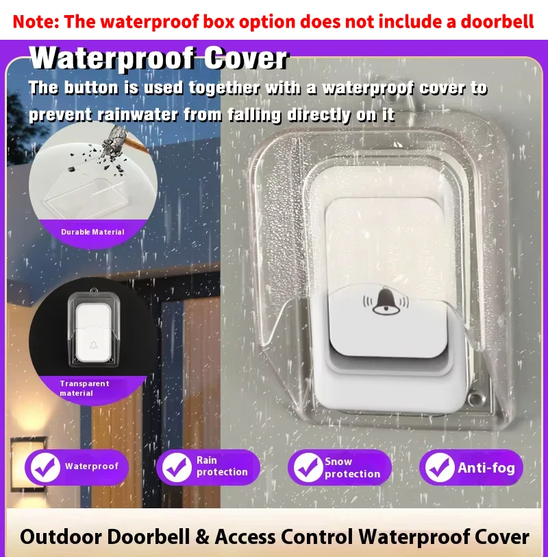 Wireless Doorbell EU Plug with 38 Chimes Long Distance 4 Volume Settings, Waterproof Cover