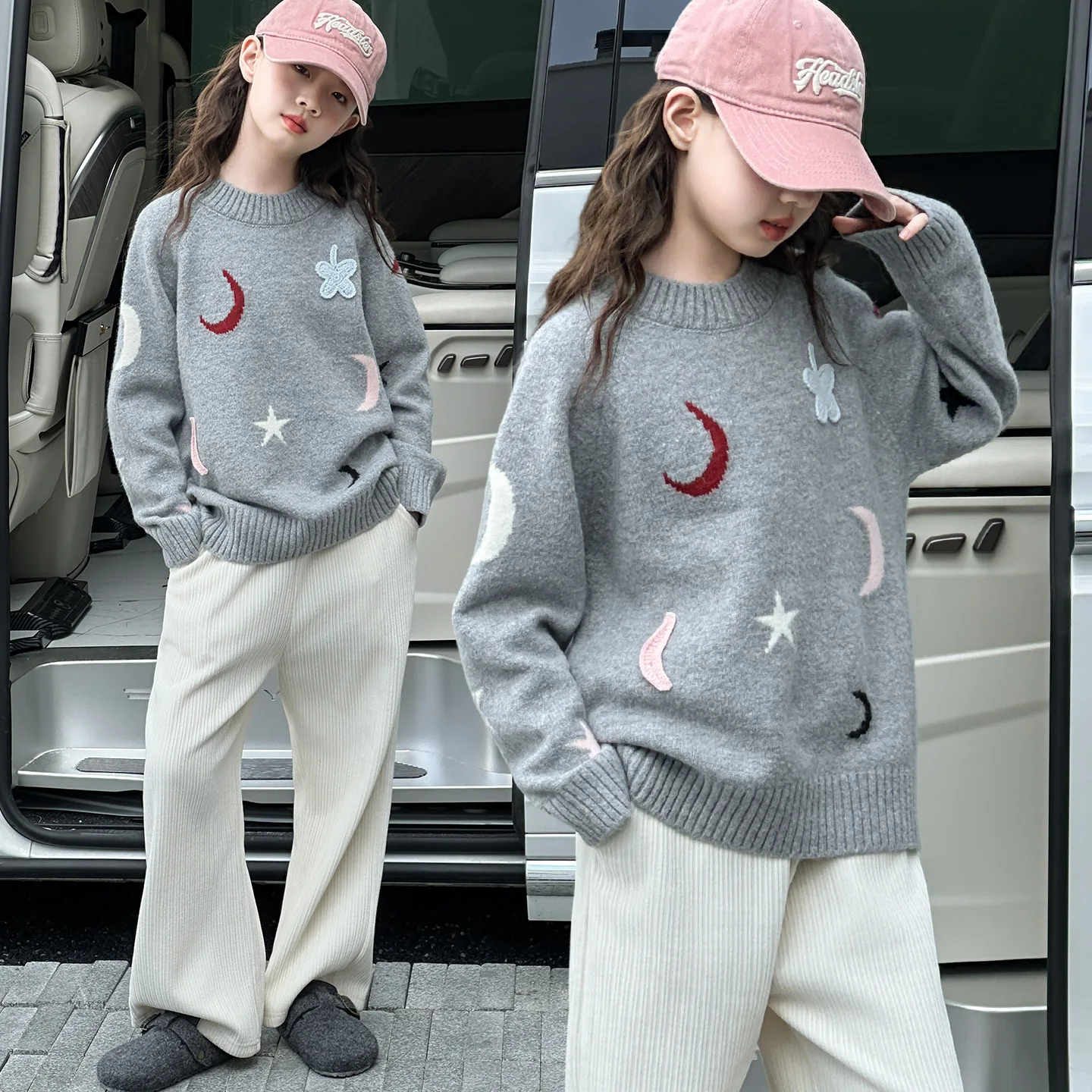 Suéter bordado feminino com forro de lã, top de malha para jovens, roupas íntimas de inverno, recém-chegados para outono/inverno 2026