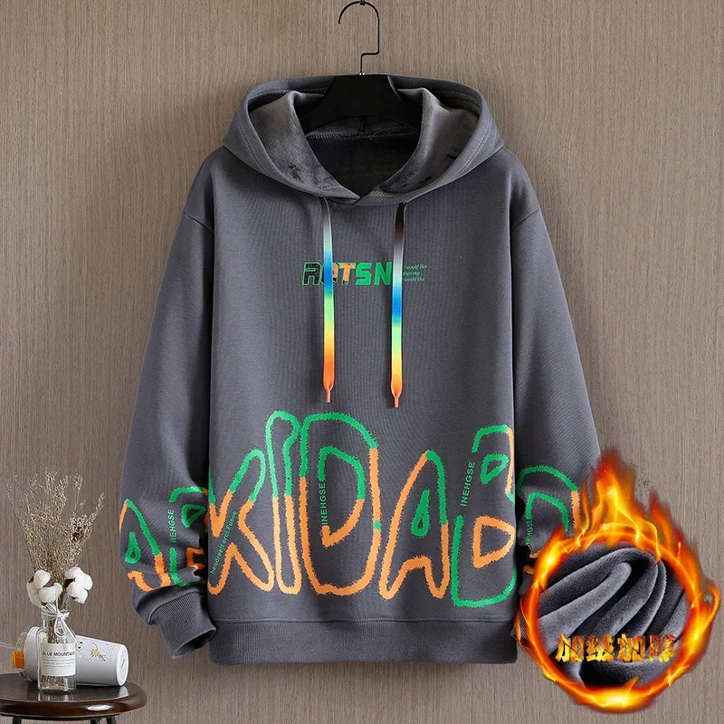 New Warm Men's Hoodie Sweatshirts High Quality Fleece Hooded Top Thick Winter Coat Men Clothing Wear-resistant and No Fading