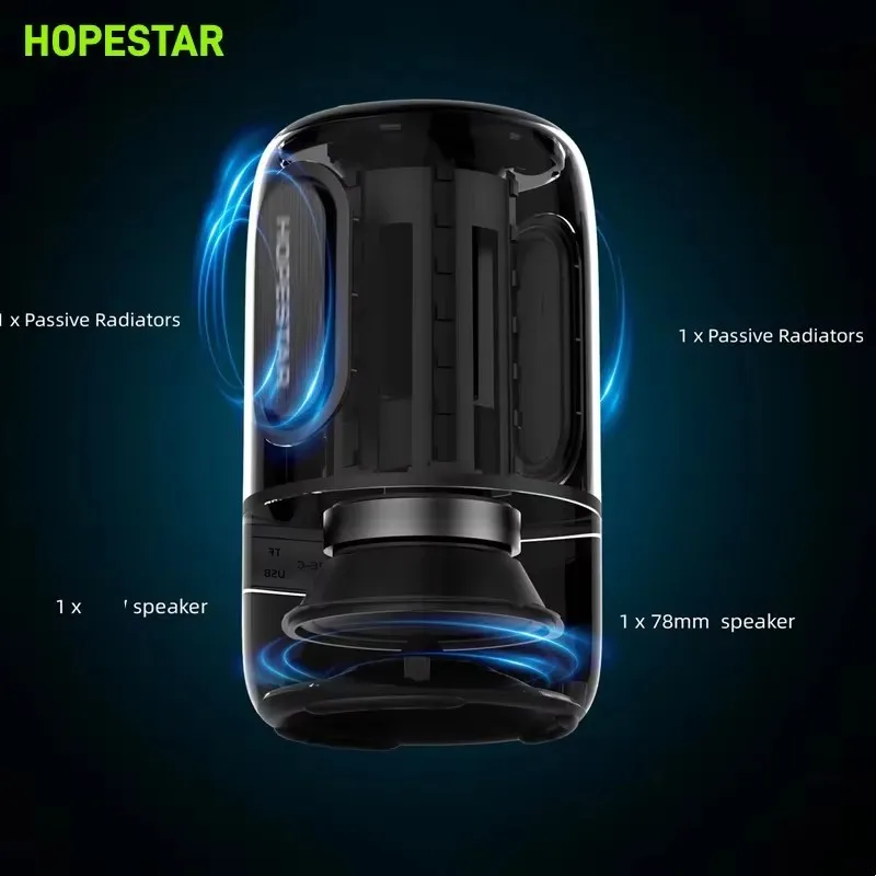 Alto-falante sem fio bluetooth pulso led flash luz ipx6 à prova dwaterproof água áudio festa ao ar livre soundbox 360 estéreo surround hopestar SC-03