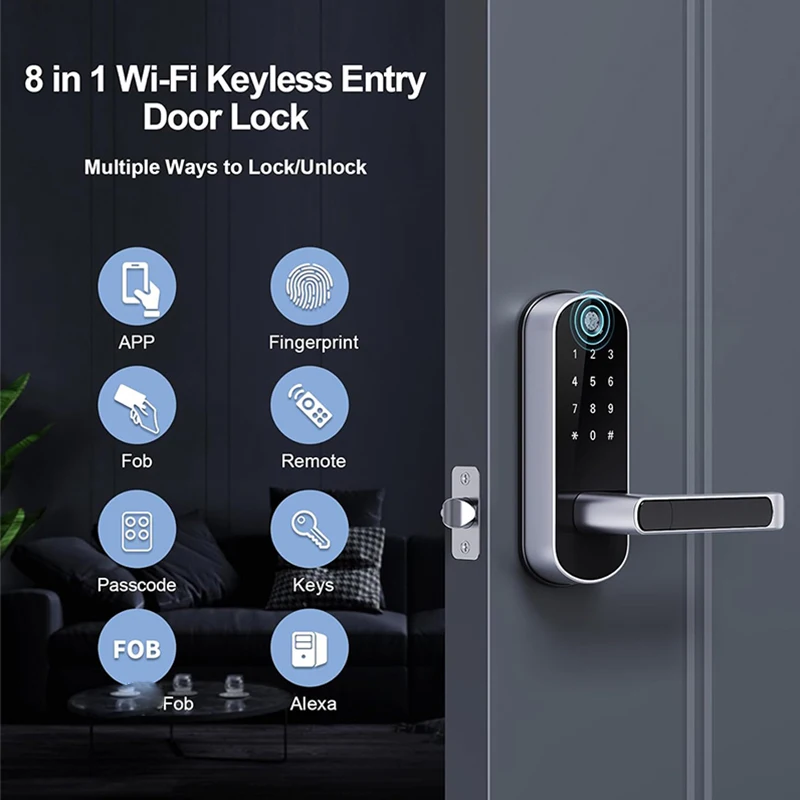 CIEPOJIT Smart  Lock With TTLOCK Bluetooth App Fingerprint Password IC Card Key Include Easy Installation Replace ﻿