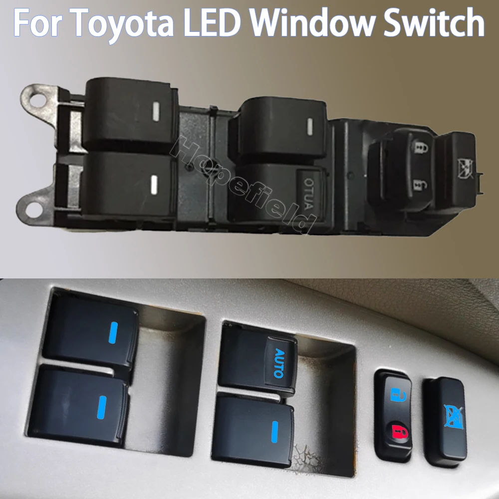 

АВТО светодиодный переключатель стеклоподъемника с электроприводом, кнопка управления доводчиком для Toyota RAV4 Camry Corolla Yaris, интерьер