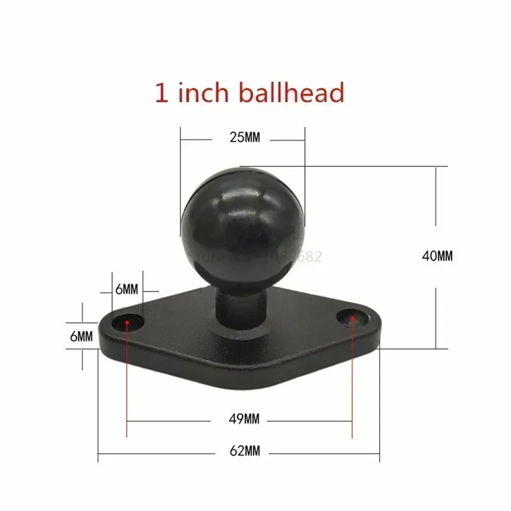 Jadkinsta 1 or 1.5 inch Rubber Ball Mount to Aluminum Motorcycle Round Square Mounting Base for Gopro Camera Cellphones