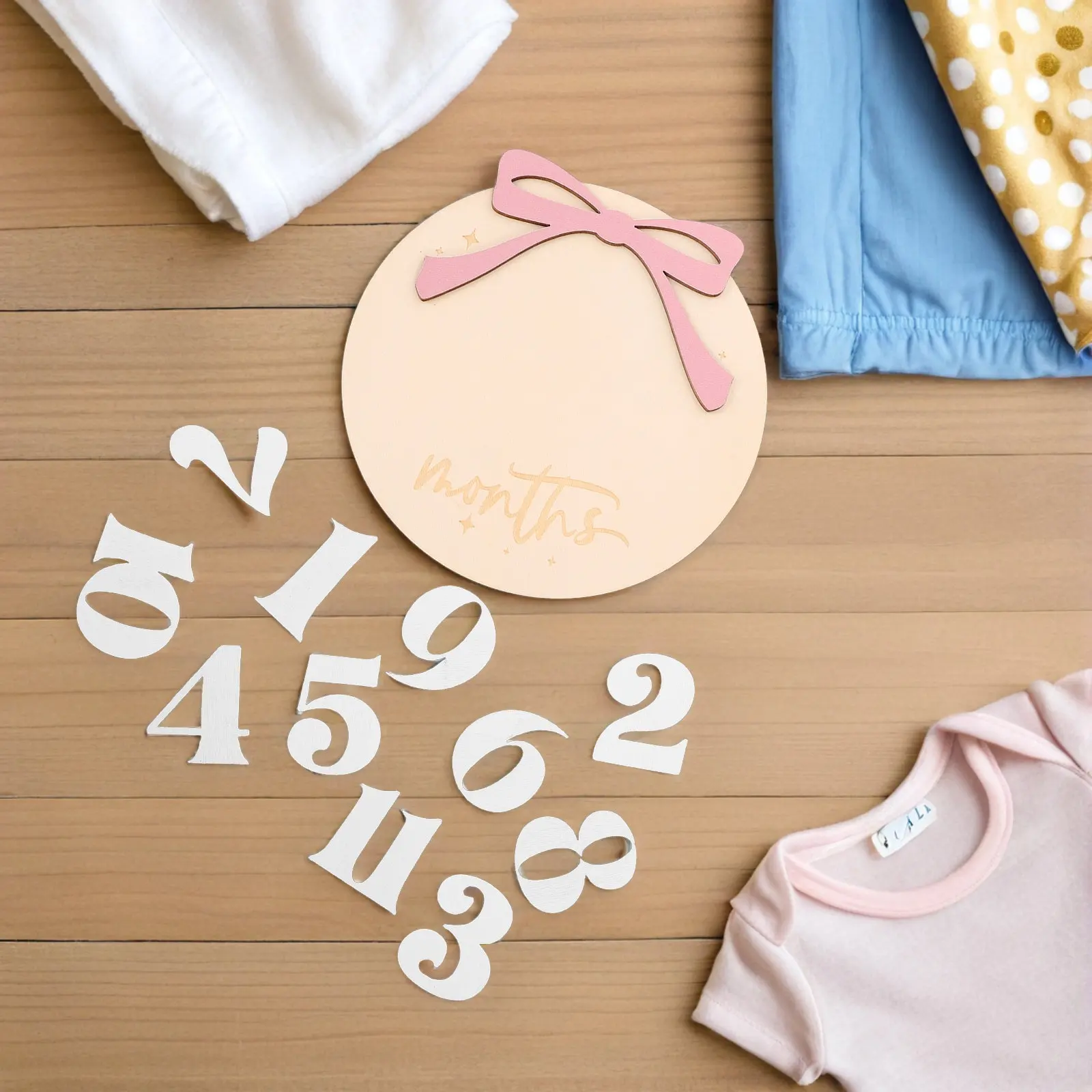 1Set Wooden Monthly Milestone Discs for Baby Growth Documentation Smooth Finish Eco Friendly Newborn Photography Props Baby