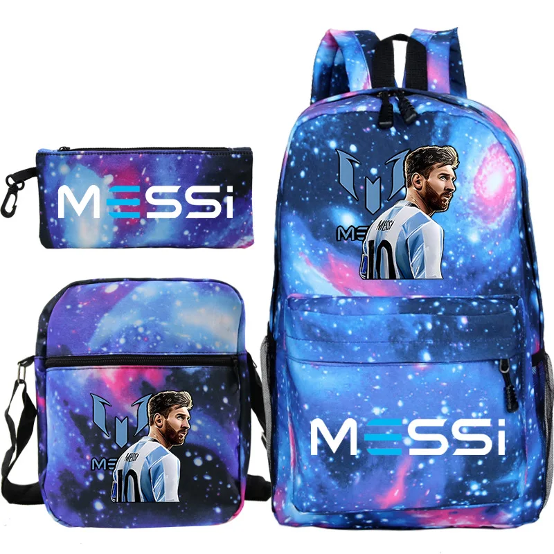 

New 3pcs Backpacks Messi Football Stars Printe Lightweight Simple Laptop School Bags Junior-senior High School Students Mochilas