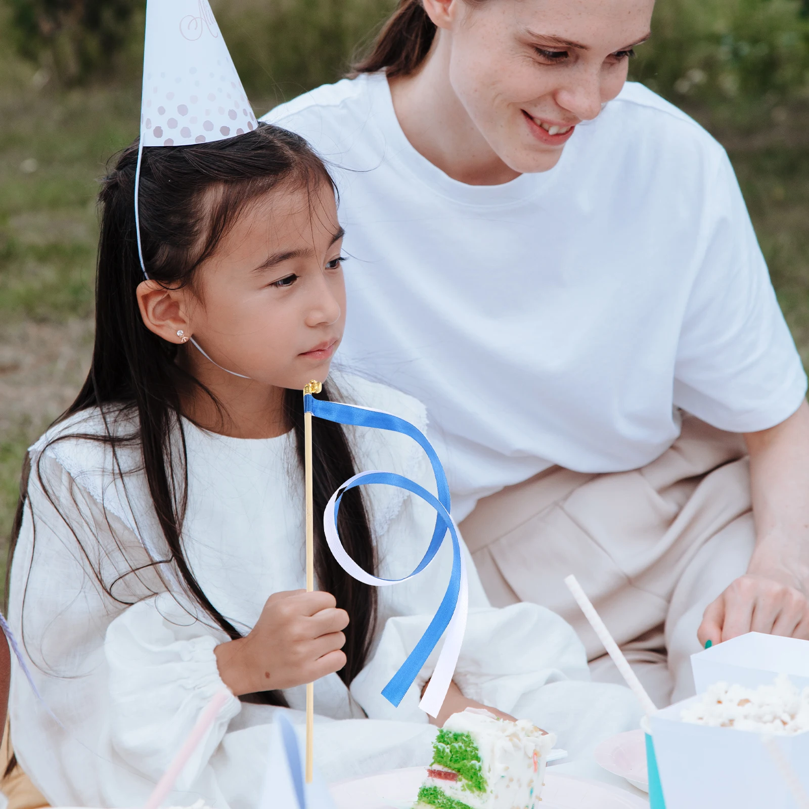 

10Pcs Blue Wedding Delicate Ribbon Streamers Golden Bell Wedding Party Favors Celebration Props Fairy Wands