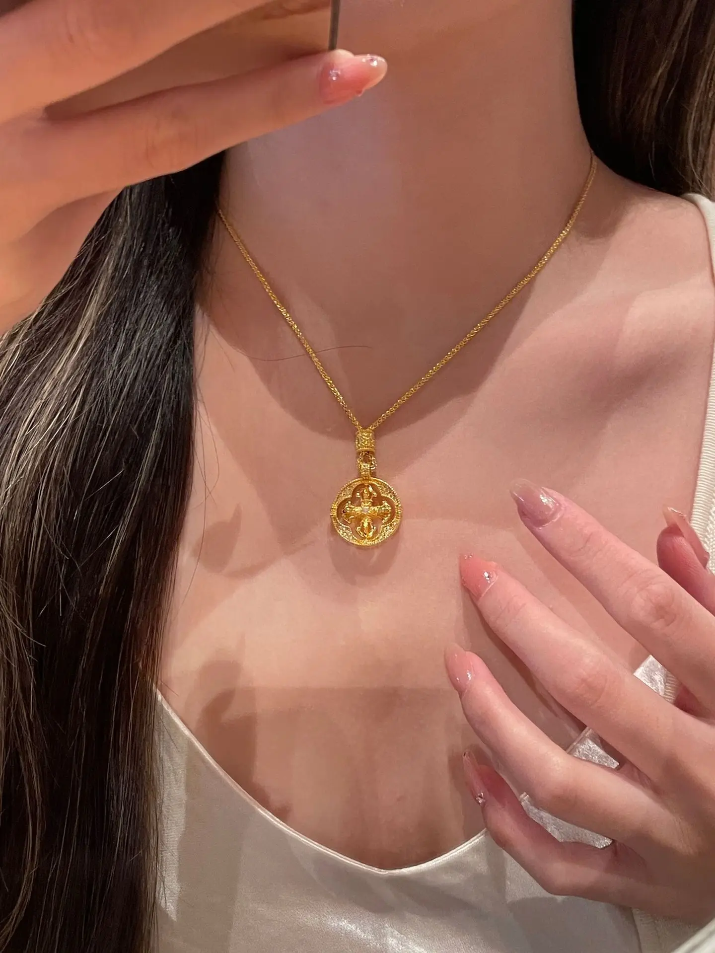 Women's Zircon Rotating Cross Necklace, Elegant Gift