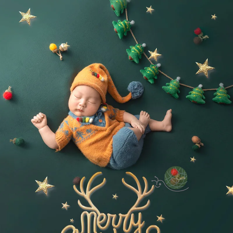 ❤️Newborn Photography Christmas Clothing Cute Hat+Top+Pants 3Pcs/Set Baby Photo Props Accessories Studio Shoot Clothes Outfits